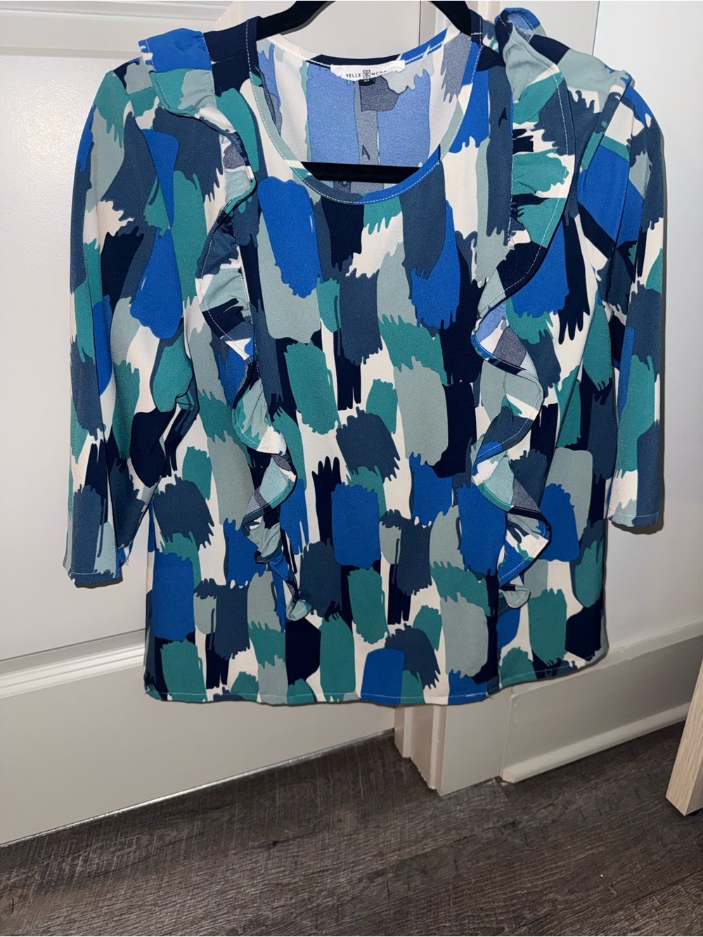 Michelle McDowell - Scoop Neck Ruffle 3/4 Sleeve Blouse